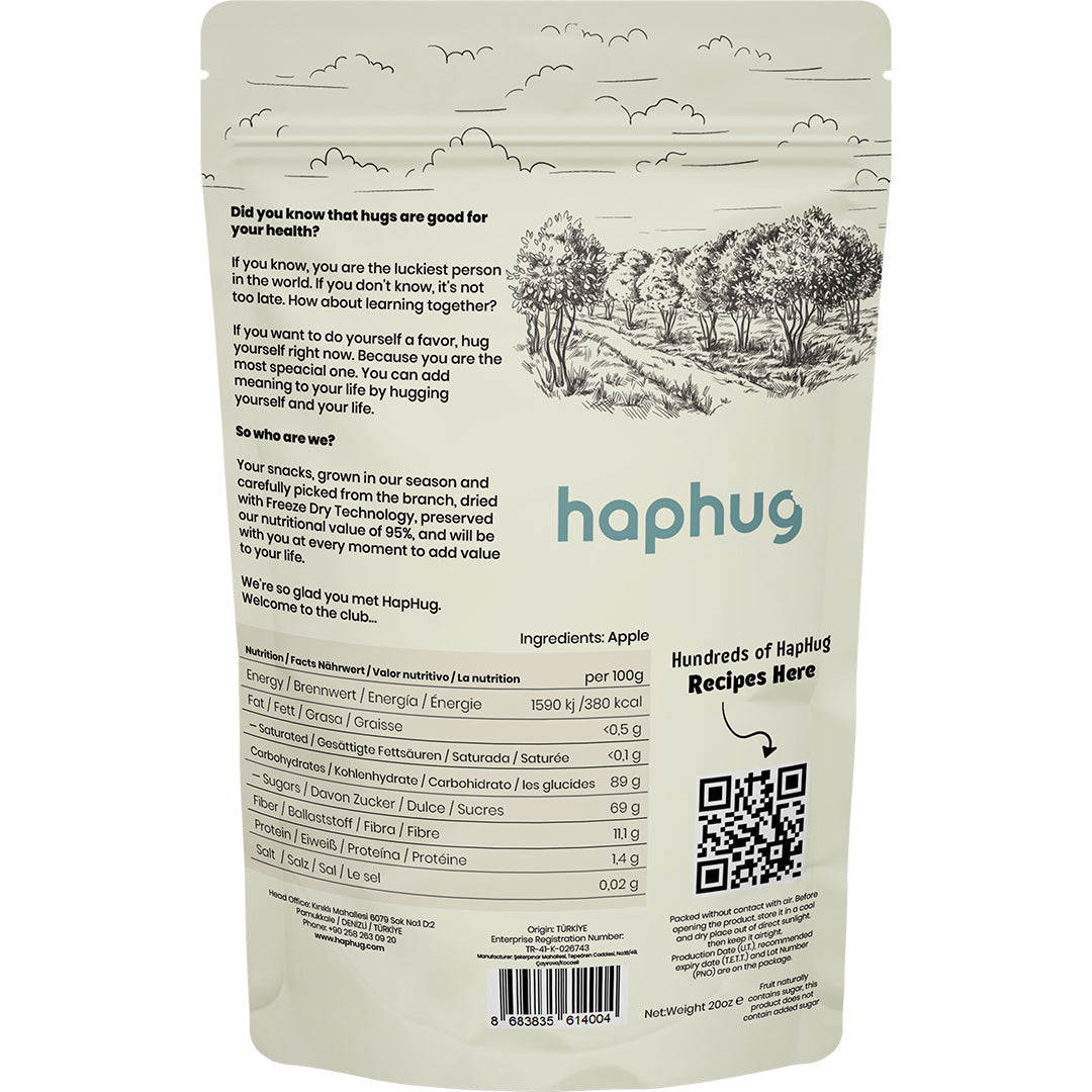 HapHug Freeze Dried Apple Snacks Single Pack. Vegan Friendly, No Sugar Added, 100% Natural