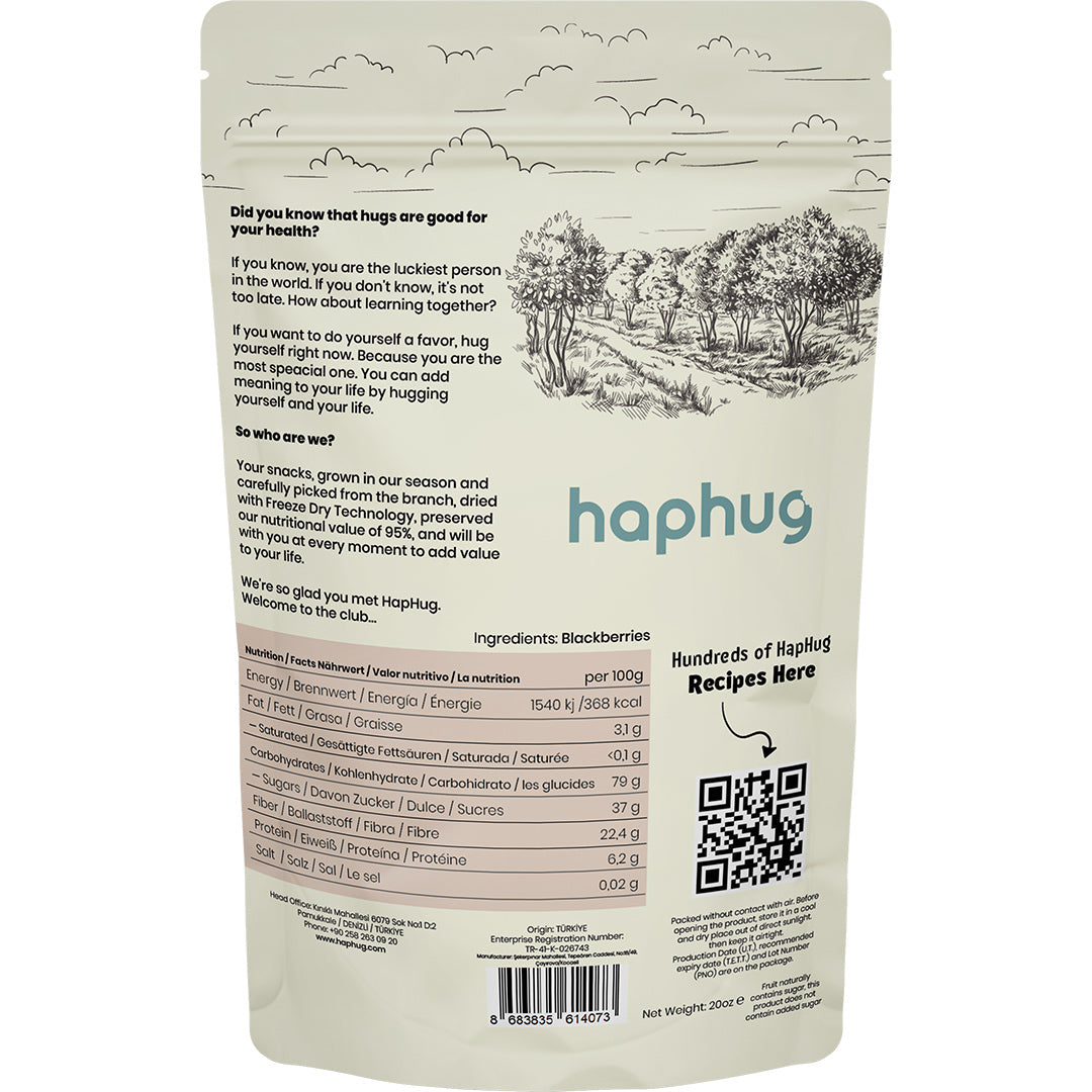 HapHug Freeze Dried Blackberry Snacks. Vegan Friendly, No Sugar Added, 100% Natural