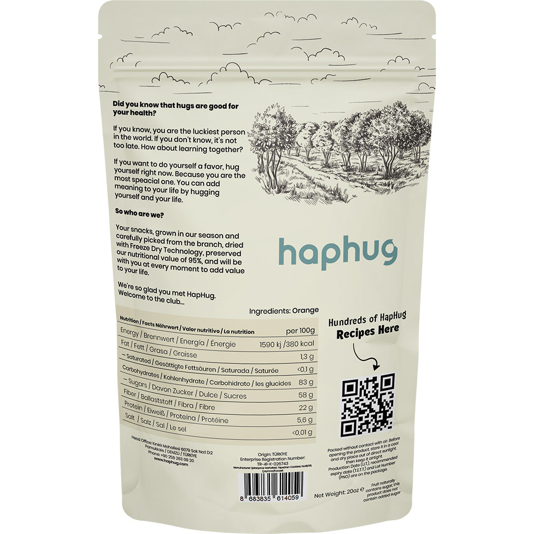 HapHug Freeze Dried Orange Snacks . Vegan Friendly, No Sugar Added, 100% Natural