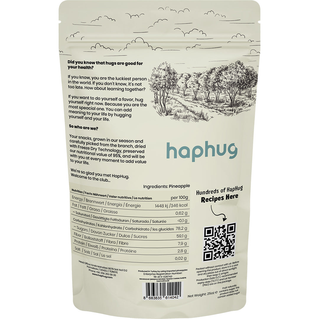 HapHug Freeze Dried Pineapple Snacks. Vegan Friendly, No Sugar Added, 100% Natural