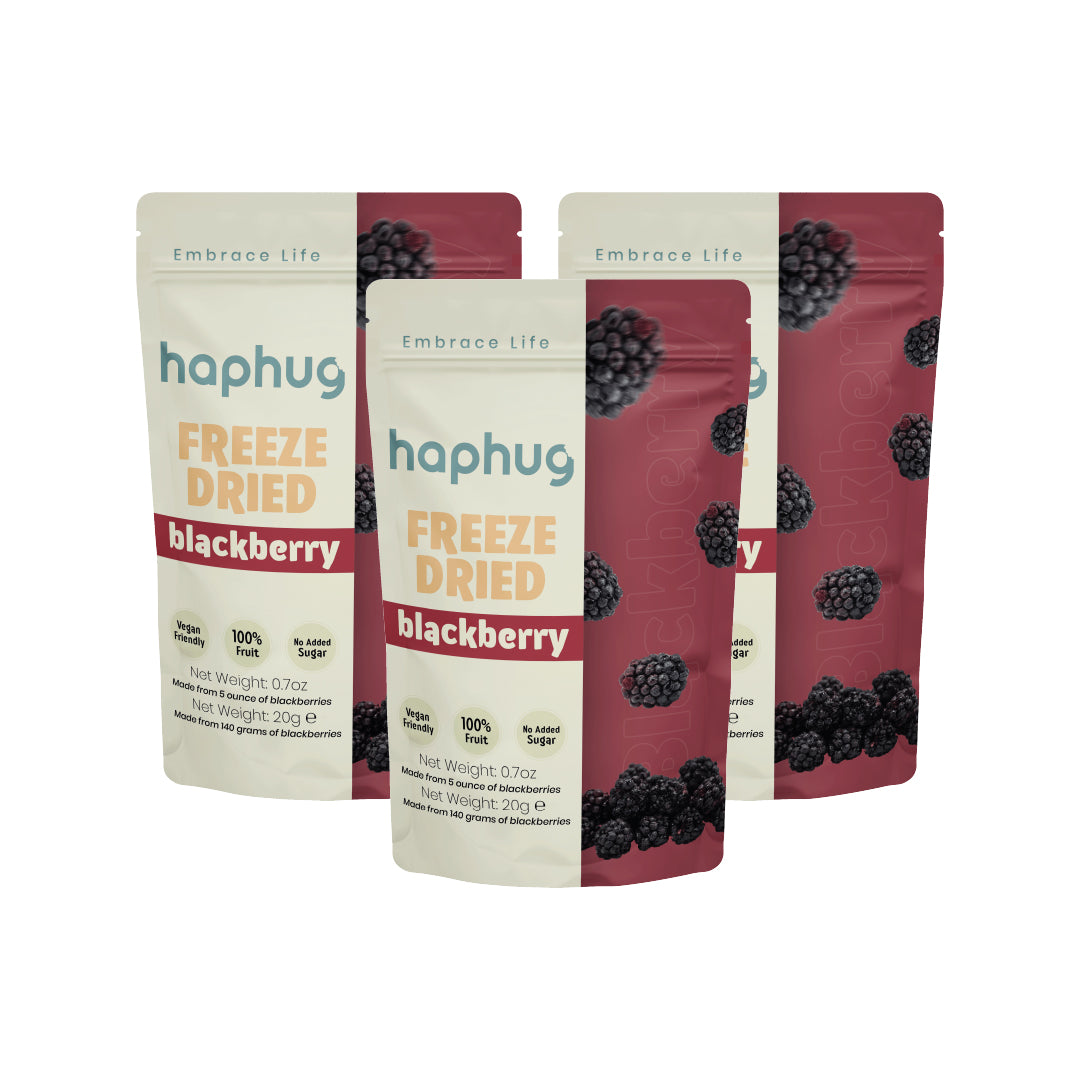 HapHug Freeze Dried Blackberry Triple Pack Vegan Friendly, No Sugar Added, 100% Natural