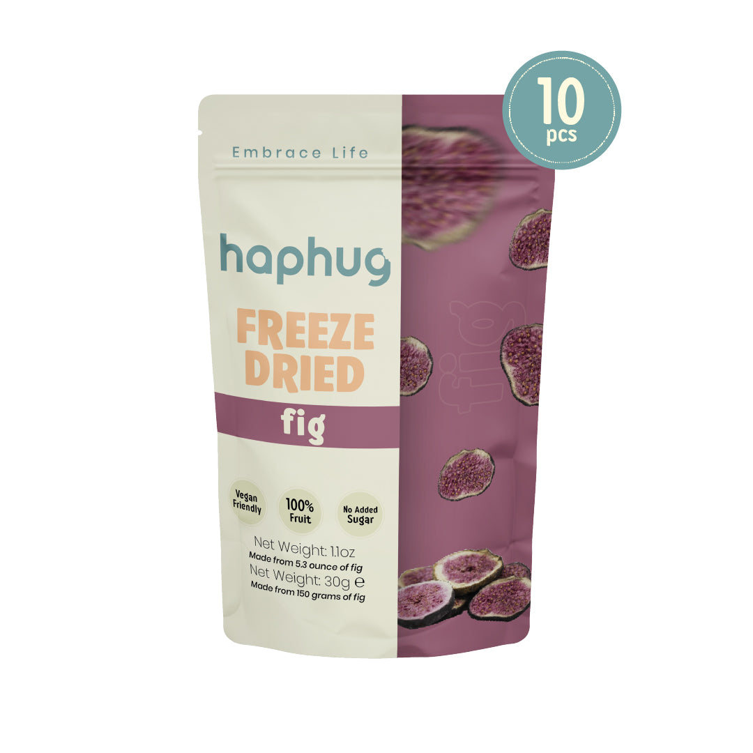 HapHug Freeze Dried Fig Pack of 10 Vegan Friendly, No Sugar Added, 100% Natural
