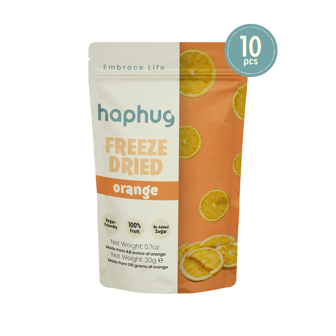 HapHug Freeze Dried Orange Pack of 10 Vegan Friendly, No Sugar Added, 100% Natural
