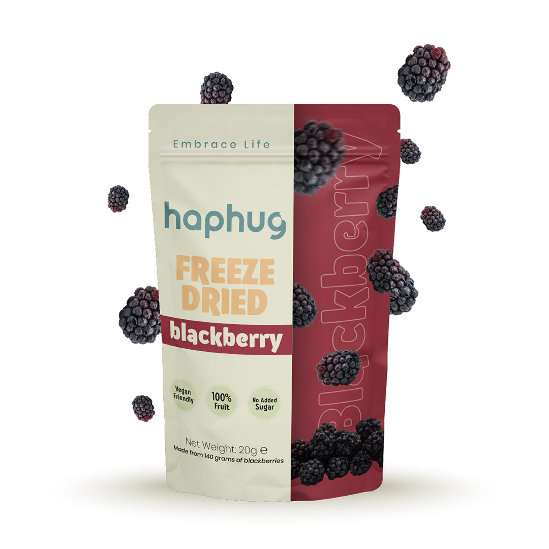 HapHug Freeze Dried Blackberry Snacks Single Pack. Vegan Friendly, No Sugar Added, 100% Natural