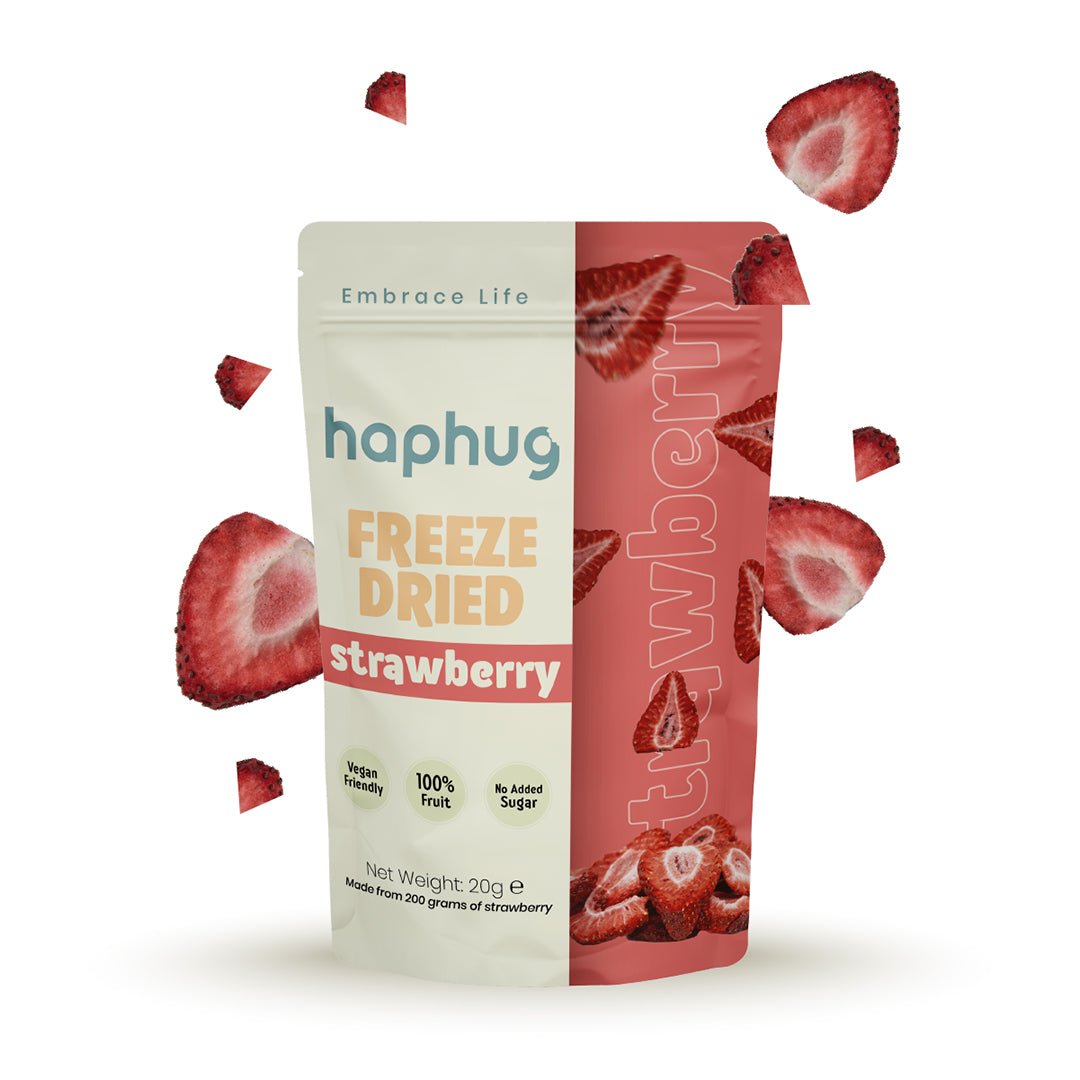 HapHug Freeze Dried Strawberry Snacks Single Pack. Vegan Friendly, No Sugar Added , 100% Natural