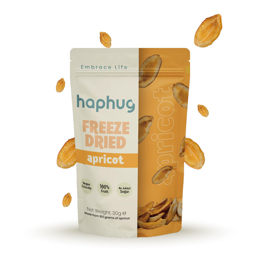HapHug Freeze Dried Apricot Snacks Single Pack. Vegan Friendly,No Sugar Added, 100% Natural