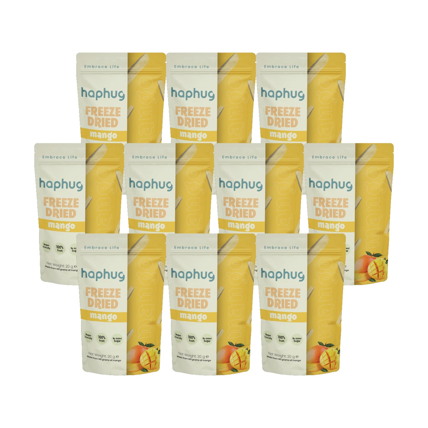 HapHug Freeze Dried Mango 10 Pack 