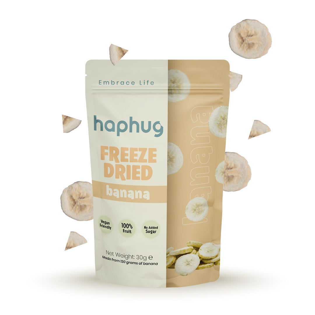 HapHug Freeze Dried Banana Snacks Single Pack. Vegan Friendly, No Sugar Added, 100% Natural