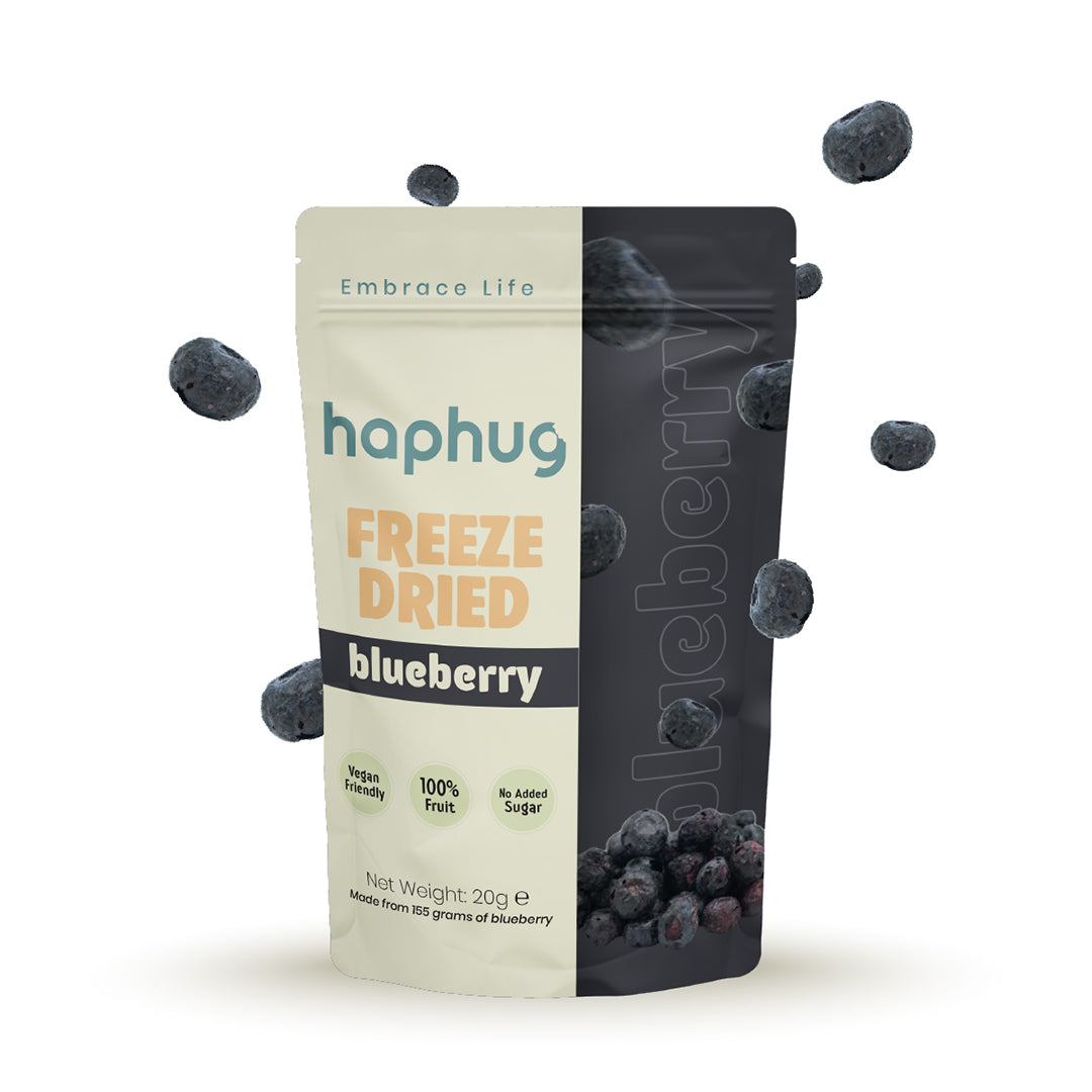 HapHug Freeze Dried Blueberry Snacks Single Pack. Vegan Friendly, No Sugar Added, 100% Natural